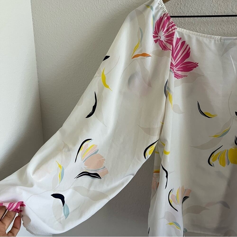 A New Day Squared Neck Floral Top Lightweight Sleeved Medium - Picture 5 of 5